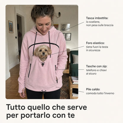 Tasca imbottita, foro elastico regolabile, tasche con zip e pile caldo